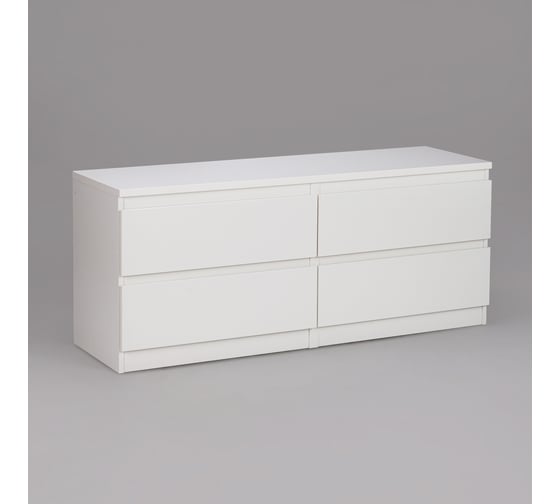 Тумба для ТВ Гуд ЛАКК КАСТОР 4 ящика, 129x39x54 см, белая 2.03.03.100.1