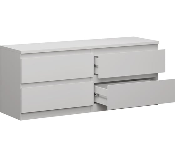 Тумба для ТВ Шведский Стандарт КАСТОР 4 ящика, 129x39x54 см, белая 2.03.03.100.1
