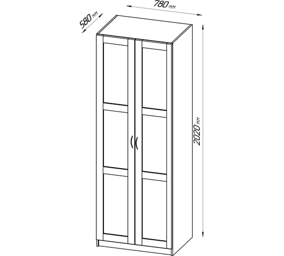 Шкаф Шведский Стандарт ПЕГАС 2 сборных двери, 78x58x202 см, белый 2.04.01.080.1