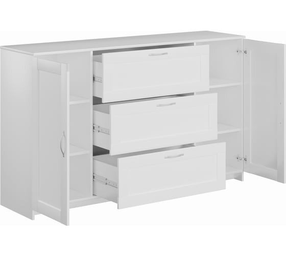 Тумба Шведский Стандарт СИРИУС 2 двери и 3 ящика, 156x41x94 см, белая 2.02.03.290.1