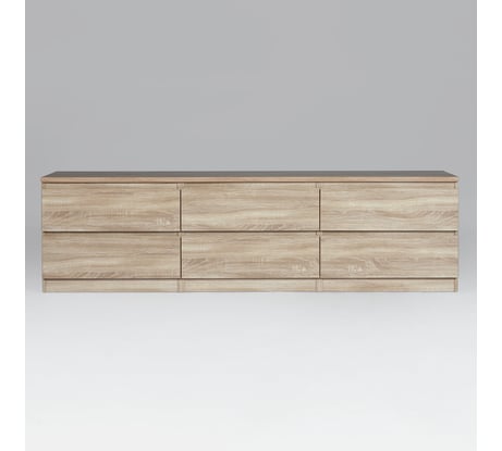 Тумба для ТВ Гуд ЛАКК КАСТОР 6 ящиков, 194x39x54 см, бежевая, дуб сонома 2.03.03.110.3