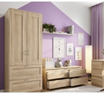 Тумба для ТВ Шведский Стандарт КАСТОР 4 ящика, 129x39x54 см, бежевая, дуб сонома 2.03.03.100.3