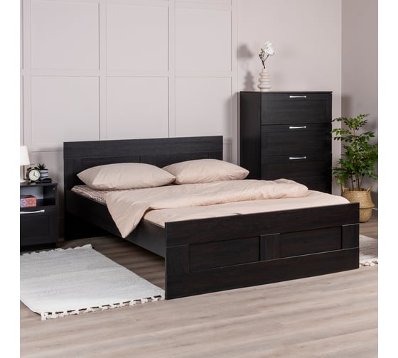 Кровать Шведский Стандарт СИРИУС двуспальная, 205x146x82 см, черная, дуб венге 2.02.04.190.5