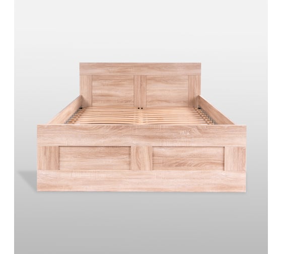 Кровать Шведский Стандарт СИРИУС двуспальная, 205x146x82 см, бежевая, дуб сонома 2.02.04.190.3