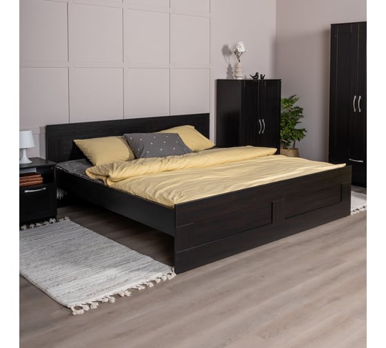 Кровать Шведский Стандарт СИРИУС двуспальная, 205x186x82 см, черная, дуб венге 2.02.04.210.5