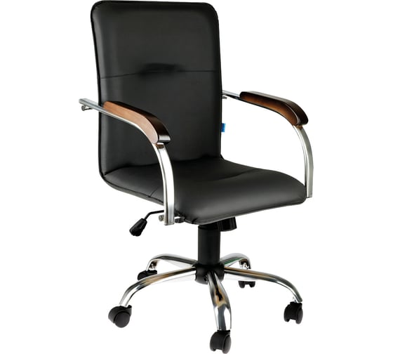 Кресло оператора Helmi hl-m23 самба g/samba g, ch, экокожа, черный, орех, механизм качания box1 344617 1