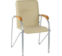 Стул Helmi hl-f03 самба, каркас металл алюминий, экокожа, бежевый, бук box1 344613