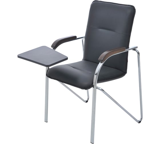 Стул Helmi hl-f05 самба ст со столиком, каркас металл хром, экокожа, черный, орех box1 344608