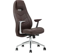 Кресло руководителя Helmi hl-e34 synchro business, экокожа коричневая, синхромеханизм, алюминий, до 150 кг 323015