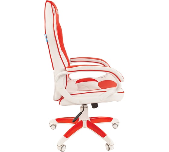 Игровое кресло Helmi hl-s15 skyline, экокожа, белая/красная, механизм качания 322026