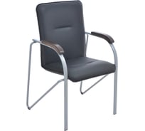 Стул Helmi hl-f03 самба, каркас металл алюминий, экокожа, черный, орех box2 344616