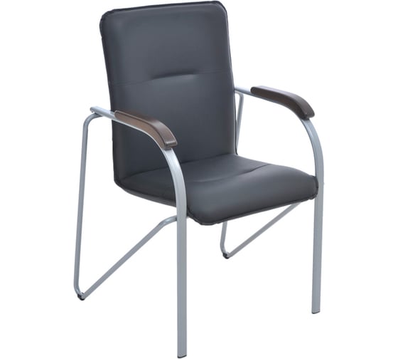 Стул Helmi hl-f03 самба, каркас металл алюминий, экокожа, черный, орех box2 344616