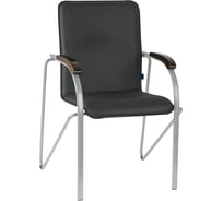 Стул Helmi hl-f03 самба, каркас металл алюминий, экокожа, черный, орех box1 344615