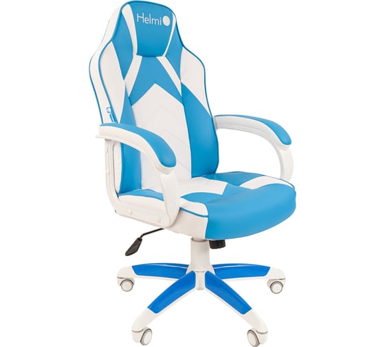 Игровое кресло Helmi hl-s17 arrow, экокожа, белая/синяя, механизм качания 322028