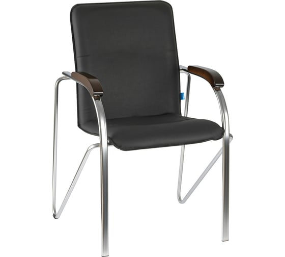 Стул Helmi hl-f03 самба, каркас металл хром, экокожа, черный, орех box1 344611 1
