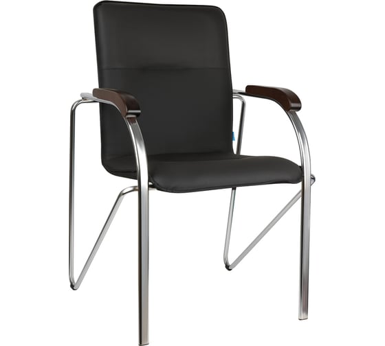Стул Helmi hl-f03 самба, каркас металл хром, экокожа, черный, орех box2 344612