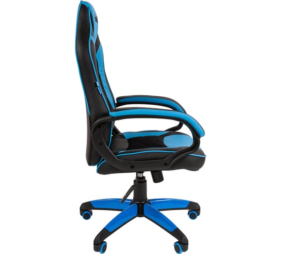 Игровое кресло Helmi hl-s16 pilot, экокожа, черная/синяя, механизм качания 322024