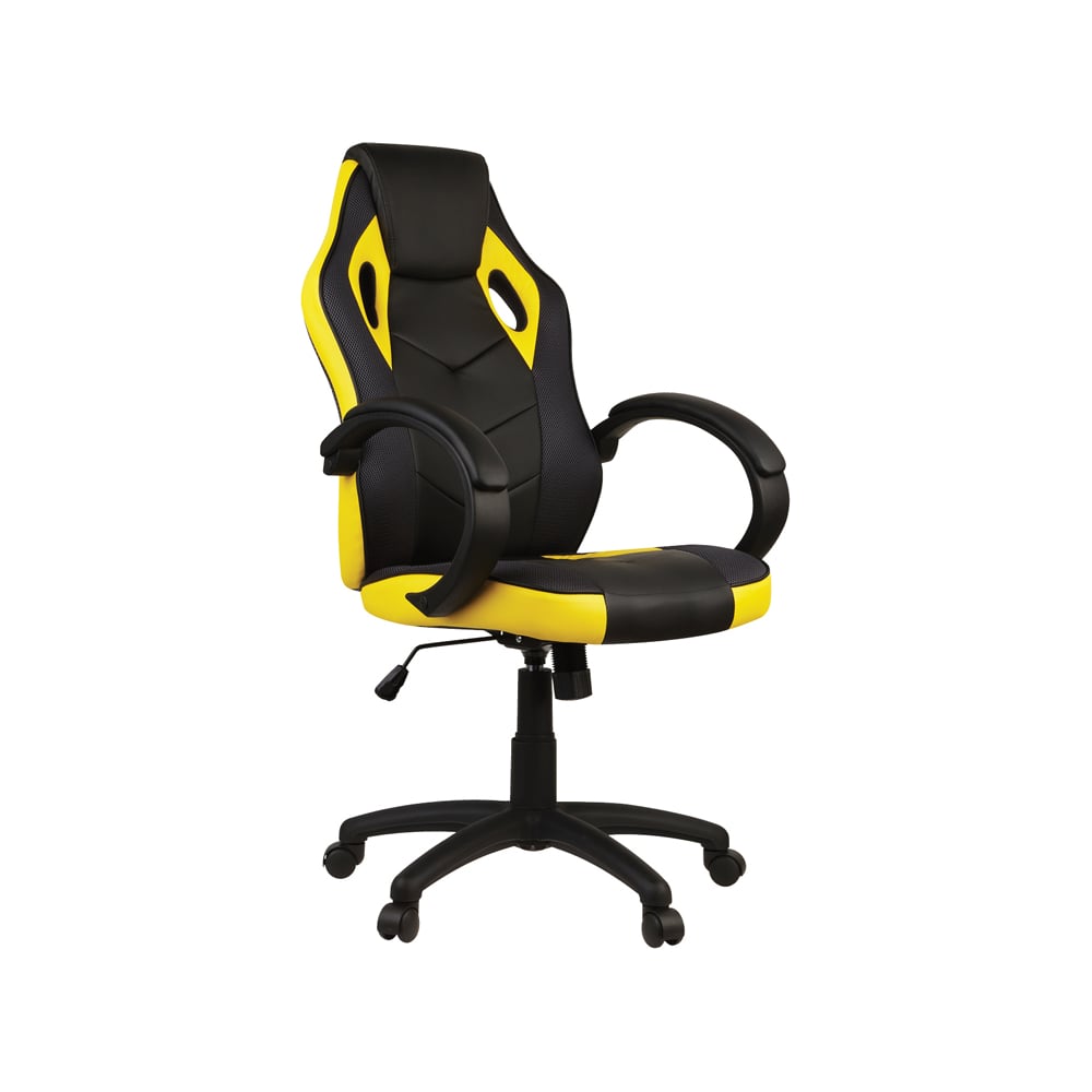 Игровое кресло Helmi hl-s07 boost, экокожа/ткань черная/желтая 319988 ...