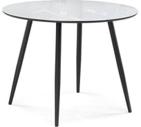 Стеклянный стол Woodville Абилин 100(140)х76 ультра белое стекло, черный, черный матовый 516546