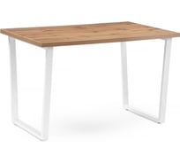 Деревянный стол Woodville Лота Лофт 120 25 мм дуб вотан, матовый белый 489646