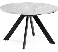 Стеклянный стол Woodville Веллор 120(160)х120x75 белый, черный 502178