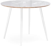 Стеклянный стол Woodville Абилин 90 ультра белое стекло, дуб вотан, белый матовый 516539