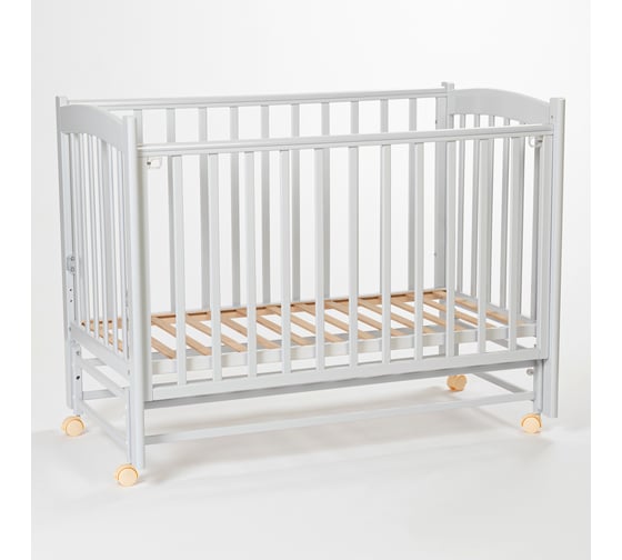 Детская кровать Mr Sandman Pocket Base 120x60 см, с маятником, из массива бука, от 0 до 5 лет, серый MRSPTB-06