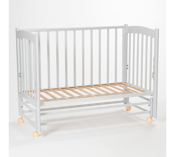 Детская кровать Mr Sandman Pocket Base 120x60 см, с маятником, из массива бука, от 0 до 5 лет, серый MRSPTB-06