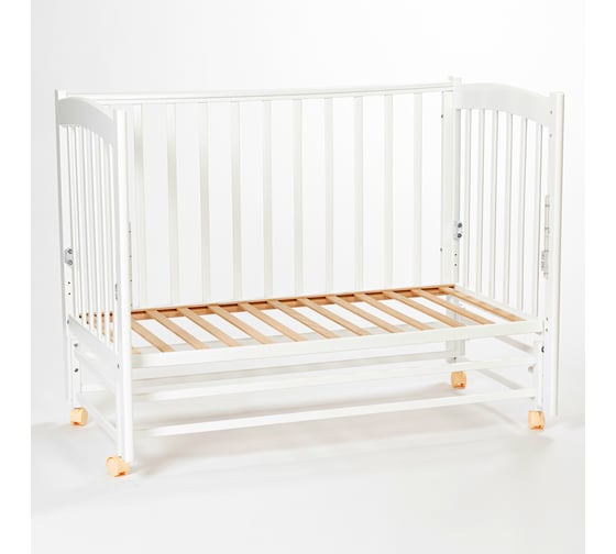 Детская кровать Mr Sandman Pocket Base 120x60 см, с маятником, из массива бука, от 0 до 5 лет, белый MRSPTB-01