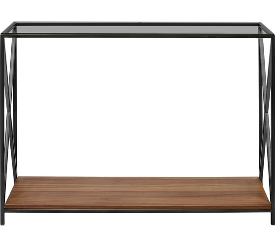 Консоль GreenWeen GARDA 1100x400x820, черный каркас, столешница тонированное стекло, ЛДСП, орех GW-KONS-GARDA-1100B-GW
