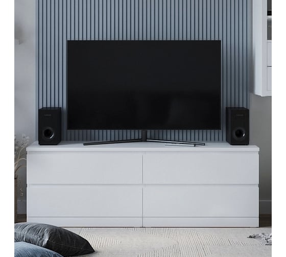 Комод Шведский Стандарт Варма, 4 выдвижных ящика, 160x54x40, белый S00265