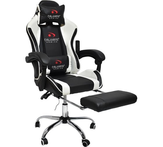 Вибромассажное кресло Calviano avanti ultimato black/white/black с подножкой 2073009500121