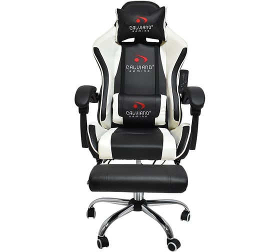 Вибромассажное кресло Calviano avanti ultimato black/white/black с подножкой 2073009500121