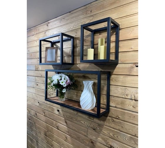 Комплект полок Pletenev LOFT махагон + каркас черный муар KPS-101-19