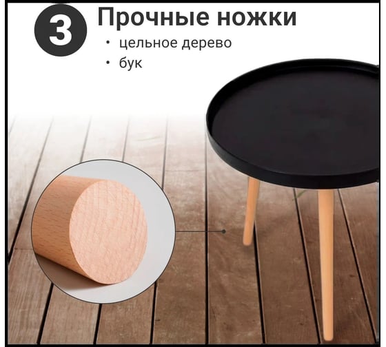 Столик ZDK Homium Round, круглый, цвет черный table01black