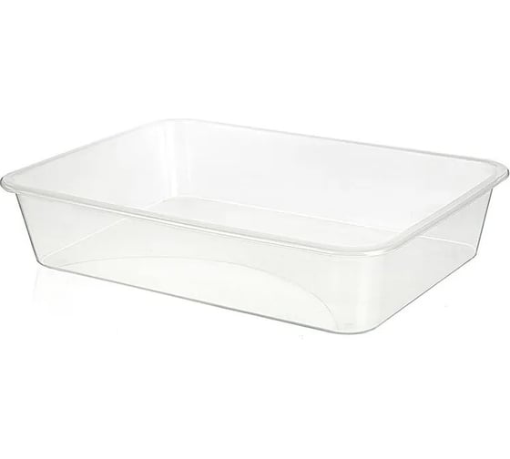 Прямоугольный лоток PROFF PLASTIK 335x240x70 мм с бортиками прозрачный пластиковый ОП-2601448 1