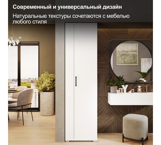 Шкаф для одежды ТриЯ Эрика тип 2, белый ясень 210946