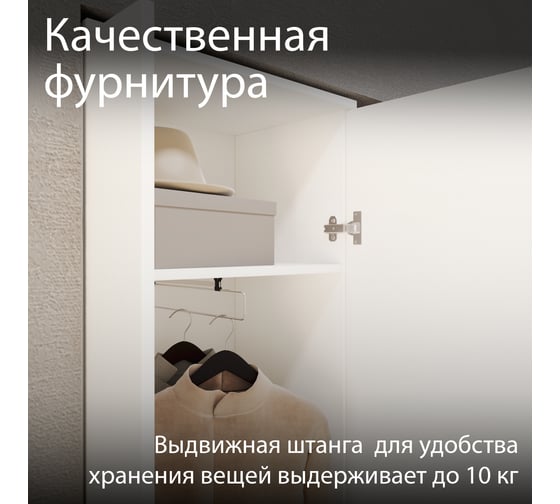 Шкаф для одежды ТриЯ Эрика тип 2, белый ясень 210946