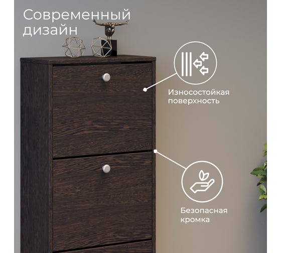 Тумба для обуви ТриЯ Тетра тип 1 исполнение 2, венге цаво 208807