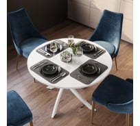 Обеденный стол ТриЯ Diamond тип 2, белый муар, белый глянец 180097