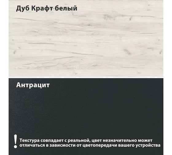 Настенная полка ТриЯ тип 4, Антрацит/Дуб Крафт Белый 216059