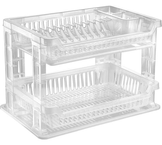 Подставка для посуды PROFF PLASTIK 420x390x310 мм, двухуровневая, прозрачная, пластиковая "proff" 1/1 ТК-2601410 1