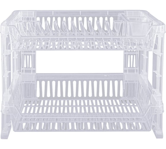 Подставка для посуды PROFF PLASTIK 420x390x310 мм, двухуровневая, без верхнего подноса, прозрачная, пластиковая "proff" 1/1 ТК-2601410а