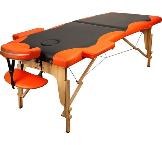 Массажный стол Atlas Sport складной 2-с деревянный 70 см, черно-оранжевый 2071000027067 1