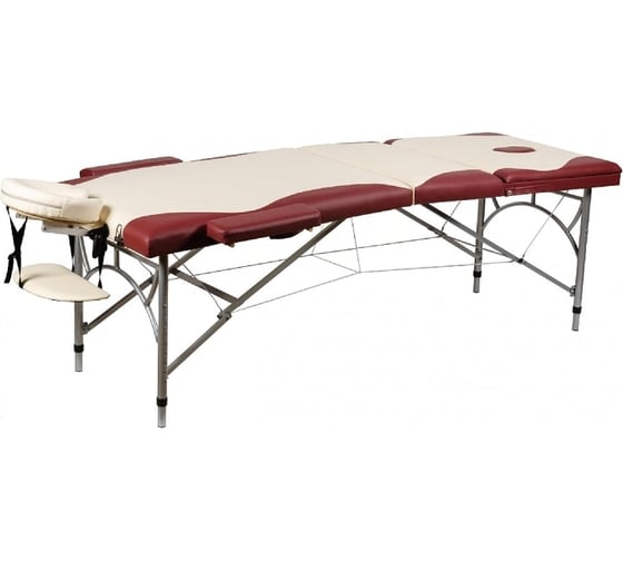 Массажный стол Atlas Sport складной Strong 70 см 3-с алюминиевый усиленная столешница, бургунди крем 2071000167114 1