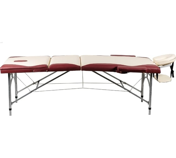Массажный стол Atlas Sport складной Strong 70 см 3-с алюминиевый усиленная столешница, бургунди крем 2071000167114