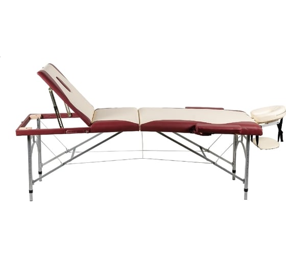 Массажный стол Atlas Sport складной Strong 70 см 3-с алюминиевый усиленная столешница, бургунди крем 2071000167114