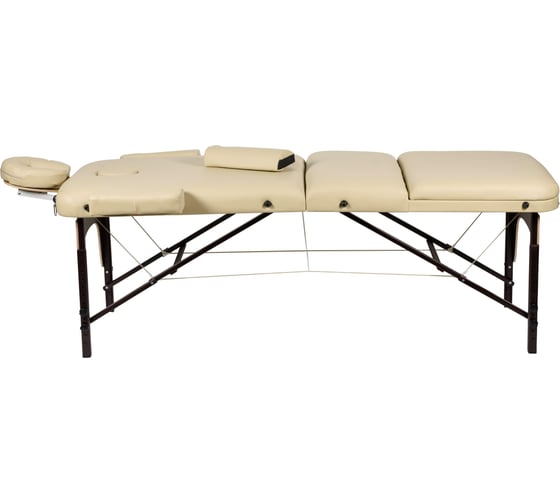 Массажный стол Atlas Sport 70 см XXL PRO с валиком, с memory foam складной 3-с деревянный, бежевый 2071000067049