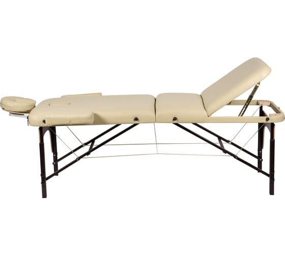 Массажный стол Atlas Sport 70 см XXL PRO с валиком, с memory foam складной 3-с деревянный, бежевый 2071000067049