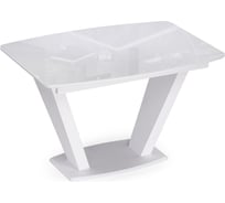 Стеклянный стол Woodville Петир 120(160)х80 см, ультра белый/камень белый 517335